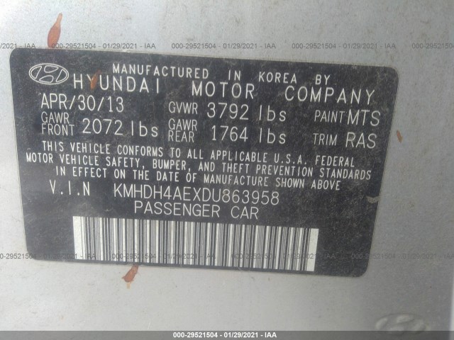 Photo 8 VIN: KMHDH4AEXDU863958 - HYUNDAI ELANTRA 