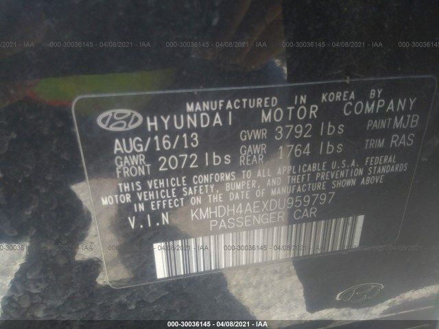 Photo 8 VIN: KMHDH4AEXDU959797 - HYUNDAI ELANTRA 