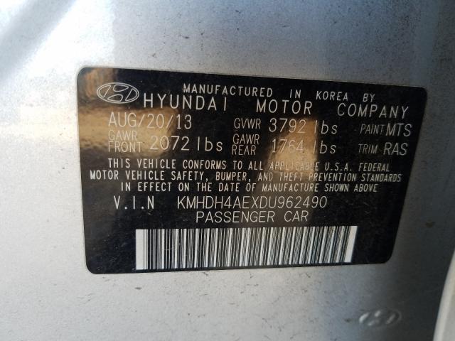 Photo 9 VIN: KMHDH4AEXDU962490 - HYUNDAI ELANTRA GL 