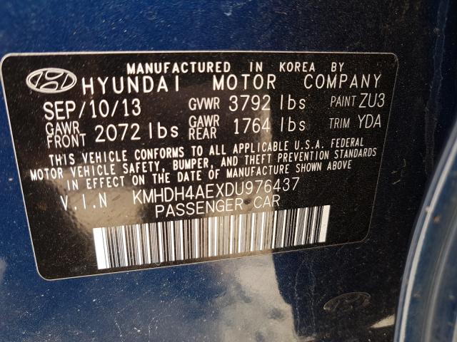 Photo 9 VIN: KMHDH4AEXDU976437 - HYUNDAI ELANTRA GL 