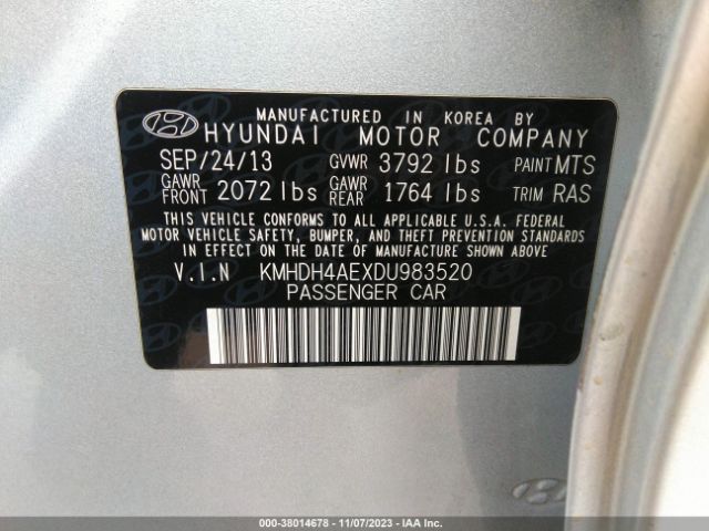 Photo 8 VIN: KMHDH4AEXDU983520 - HYUNDAI ELANTRA 