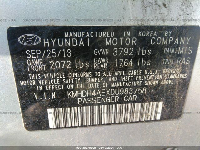 Photo 8 VIN: KMHDH4AEXDU983758 - HYUNDAI ELANTRA 