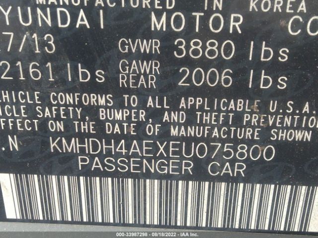 Photo 8 VIN: KMHDH4AEXEU075800 - HYUNDAI ELANTRA 