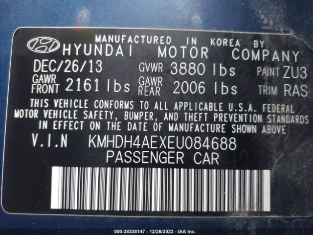 Photo 8 VIN: KMHDH4AEXEU084688 - HYUNDAI ELANTRA 