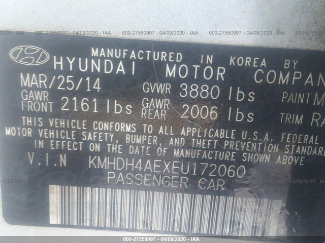 Photo 8 VIN: KMHDH4AEXEU172060 - HYUNDAI ELANTRA 