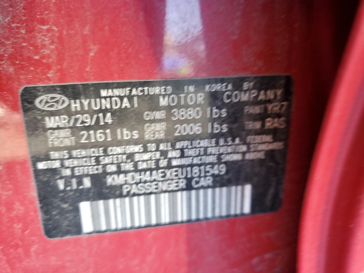 Photo 11 VIN: KMHDH4AEXEU181549 - HYUNDAI ELANTRA 