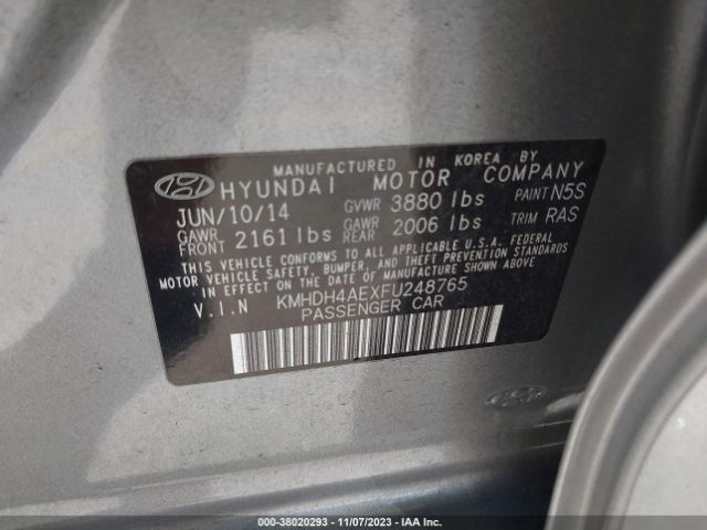 Photo 8 VIN: KMHDH4AEXFU248765 - HYUNDAI ELANTRA 