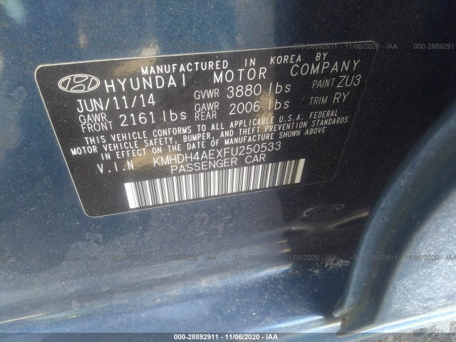 Photo 8 VIN: KMHDH4AEXFU250533 - HYUNDAI ELANTRA 