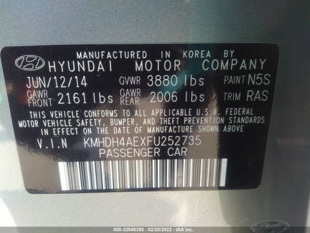 Photo 8 VIN: KMHDH4AEXFU252735 - HYUNDAI ELANTRA 