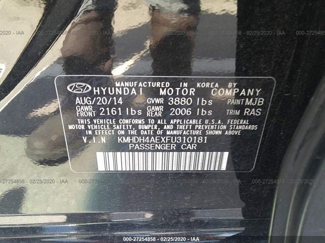 Photo 8 VIN: KMHDH4AEXFU310181 - HYUNDAI ELANTRA 