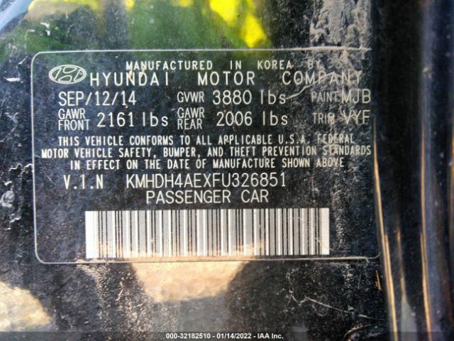 Photo 8 VIN: KMHDH4AEXFU326851 - HYUNDAI ELANTRA 