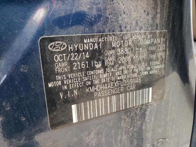 Photo 9 VIN: KMHDH4AEXFU359946 - HYUNDAI ELANTRA SE 