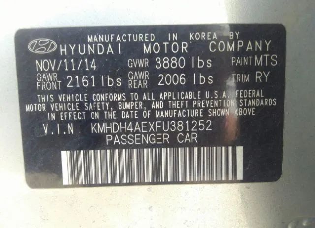 Photo 8 VIN: KMHDH4AEXFU381252 - HYUNDAI ELANTRA 