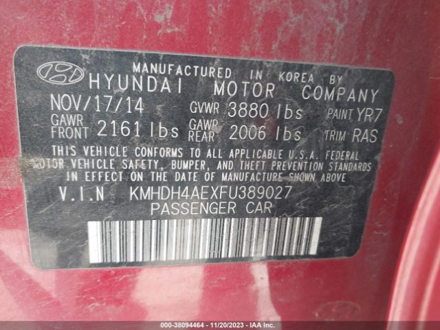 Photo 8 VIN: KMHDH4AEXFU389027 - HYUNDAI ELANTRA 