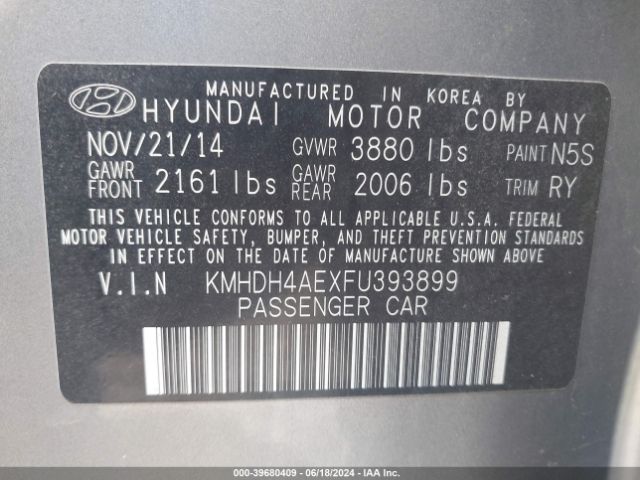 Photo 8 VIN: KMHDH4AEXFU393899 - HYUNDAI ELANTRA 