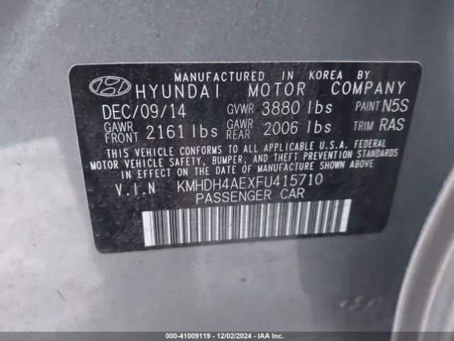 Photo 8 VIN: KMHDH4AEXFU415710 - HYUNDAI ELANTRA 