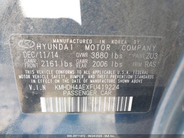 Photo 8 VIN: KMHDH4AEXFU419224 - HYUNDAI ELANTRA 