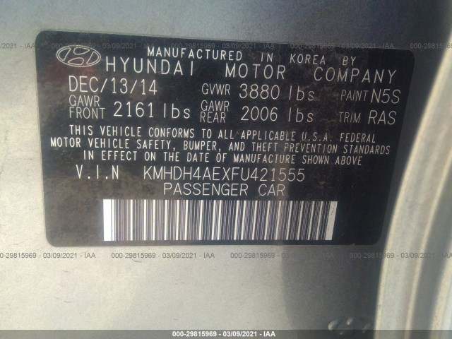 Photo 8 VIN: KMHDH4AEXFU421555 - HYUNDAI ELANTRA 