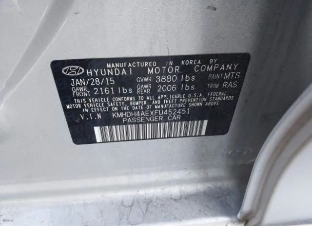 Photo 8 VIN: KMHDH4AEXFU452451 - HYUNDAI ELANTRA 