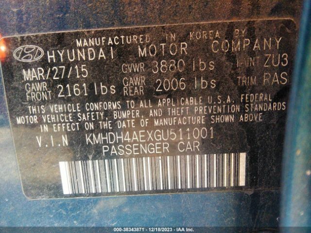 Photo 8 VIN: KMHDH4AEXGU511001 - HYUNDAI ELANTRA 