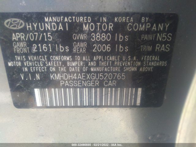 Photo 8 VIN: KMHDH4AEXGU520765 - HYUNDAI ELANTRA 