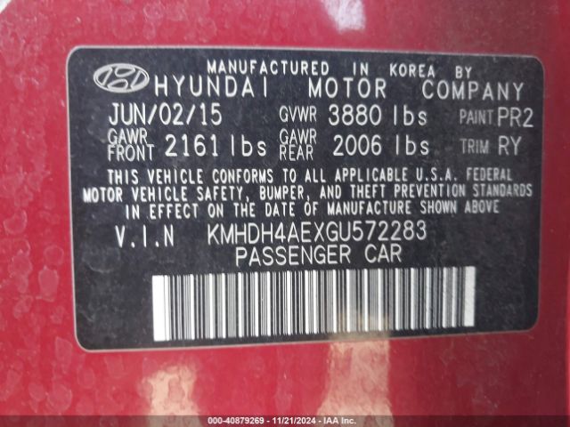 Photo 8 VIN: KMHDH4AEXGU572283 - HYUNDAI ELANTRA 