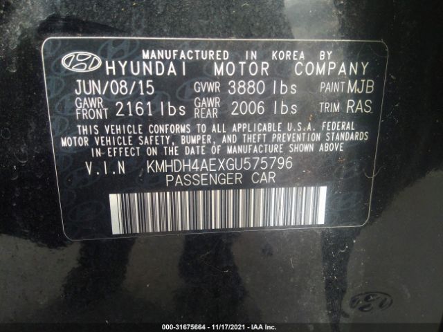 Photo 8 VIN: KMHDH4AEXGU575796 - HYUNDAI ELANTRA 