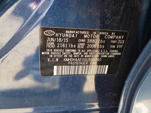 Photo 9 VIN: KMHDH4AEXGU585440 - HYUNDAI ELANTRA SE 