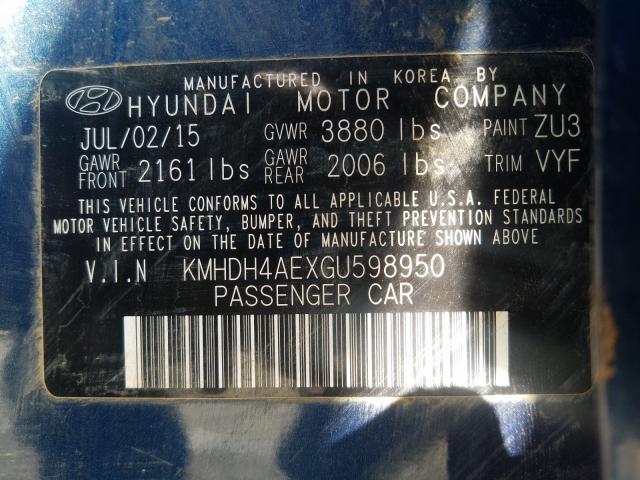 Photo 9 VIN: KMHDH4AEXGU598950 - HYUNDAI ELANTRA SE 