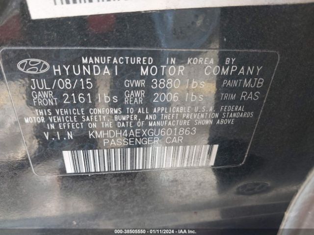 Photo 8 VIN: KMHDH4AEXGU601863 - HYUNDAI ELANTRA 