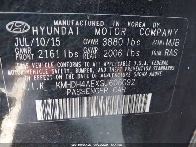 Photo 8 VIN: KMHDH4AEXGU606092 - HYUNDAI ELANTRA 