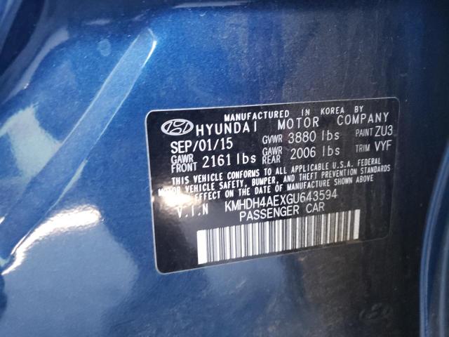 Photo 9 VIN: KMHDH4AEXGU643594 - HYUNDAI ELANTRA SE 