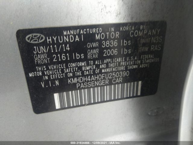 Photo 8 VIN: KMHDH4AH0FU250390 - HYUNDAI ELANTRA 