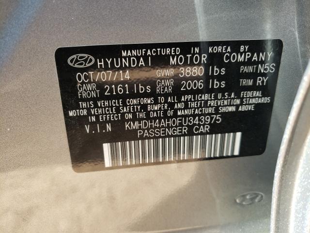 Photo 9 VIN: KMHDH4AH0FU343975 - HYUNDAI ELANTRA SE 