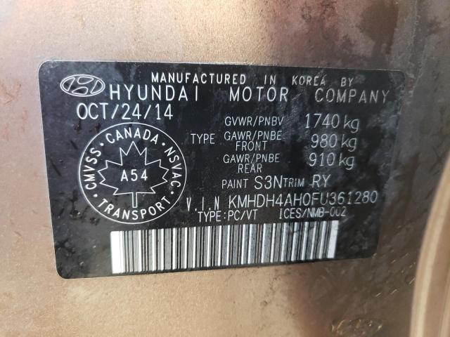 Photo 12 VIN: KMHDH4AH0FU361280 - HYUNDAI ELANTRA SE 