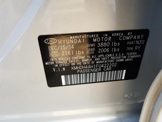 Photo 9 VIN: KMHDH4AH1FU422202 - HYUNDAI ELANTRA SE 