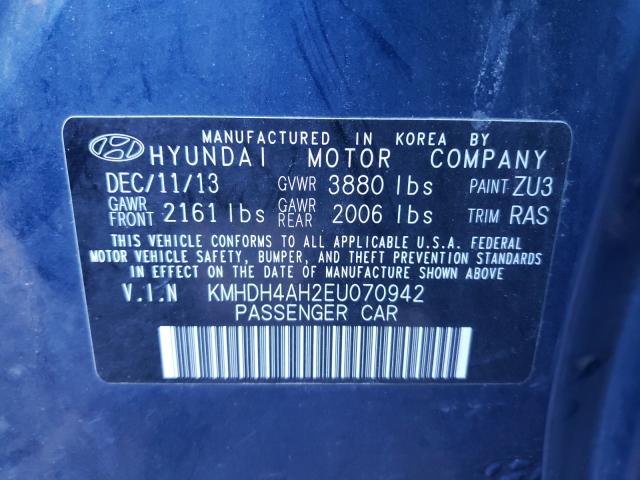 Photo 9 VIN: KMHDH4AH2EU070942 - HYUNDAI ELANTRA SE 