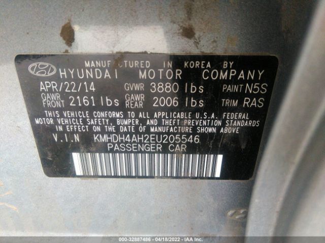 Photo 8 VIN: KMHDH4AH2EU205546 - HYUNDAI ELANTRA 