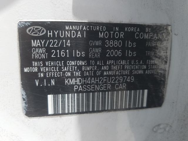 Photo 9 VIN: KMHDH4AH2FU229749 - HYUNDAI ELANTRA SE 