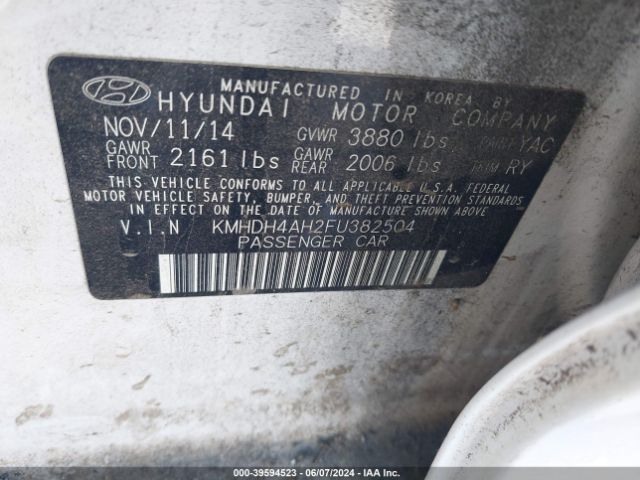 Photo 8 VIN: KMHDH4AH2FU382504 - HYUNDAI ELANTRA 