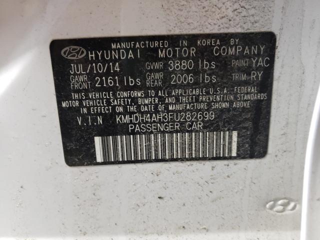 Photo 9 VIN: KMHDH4AH3FU282699 - HYUNDAI ELANTRA SE 