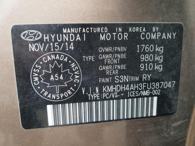 Photo 9 VIN: KMHDH4AH3FU387047 - HYUNDAI ELANTRA SE 