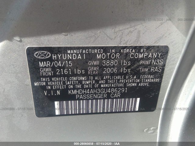 Photo 8 VIN: KMHDH4AH3GU486291 - HYUNDAI ELANTRA 