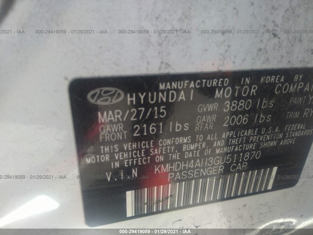 Photo 8 VIN: KMHDH4AH3GU511870 - HYUNDAI ELANTRA 