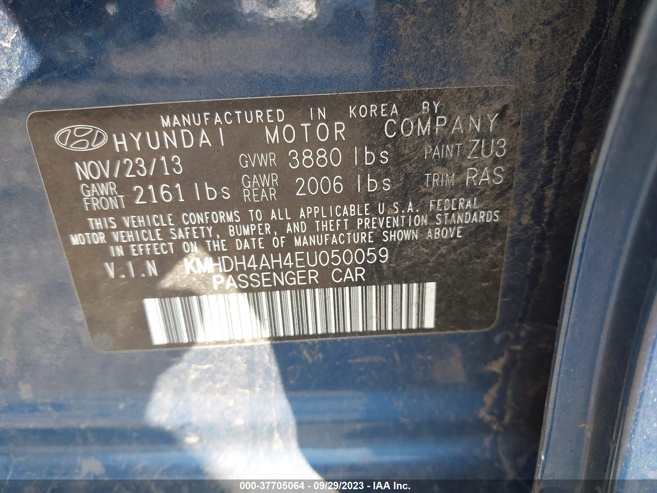 Photo 8 VIN: KMHDH4AH4EU050059 - HYUNDAI ELANTRA 