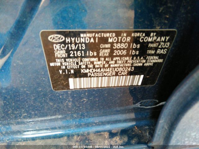 Photo 8 VIN: KMHDH4AH4EU080243 - HYUNDAI ELANTRA 