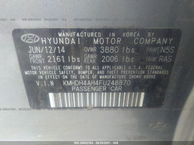 Photo 8 VIN: KMHDH4AH4FU248870 - HYUNDAI ELANTRA 