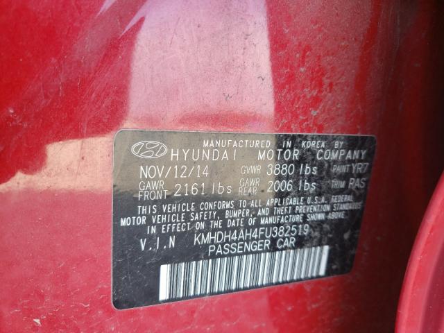 Photo 9 VIN: KMHDH4AH4FU382519 - HYUNDAI ELANTRA SE 