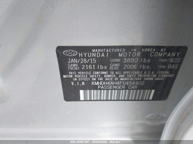 Photo 8 VIN: KMHDH4AH4FU454402 - HYUNDAI ELANTRA 