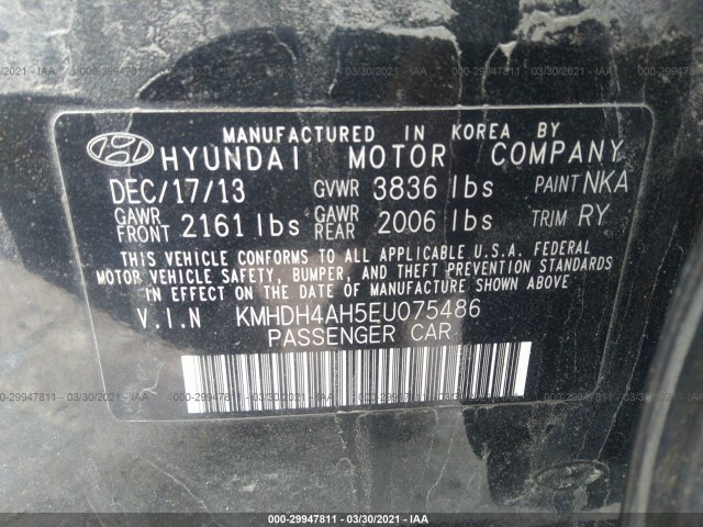 Photo 8 VIN: KMHDH4AH5EU075486 - HYUNDAI ELANTRA 